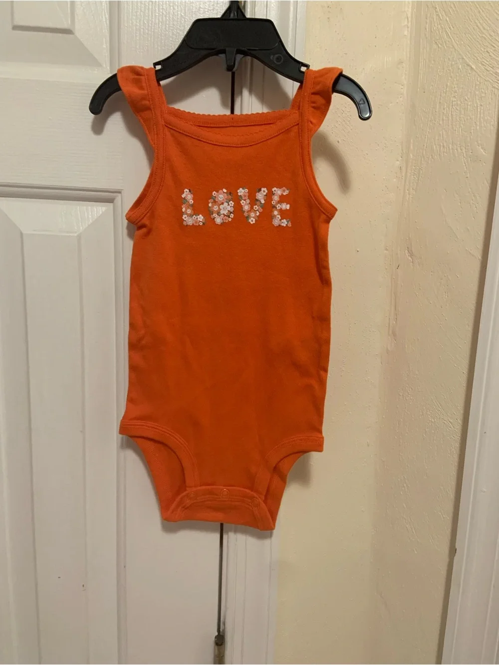Carter's Orange Floral 'LOVE' Tank One-Piece